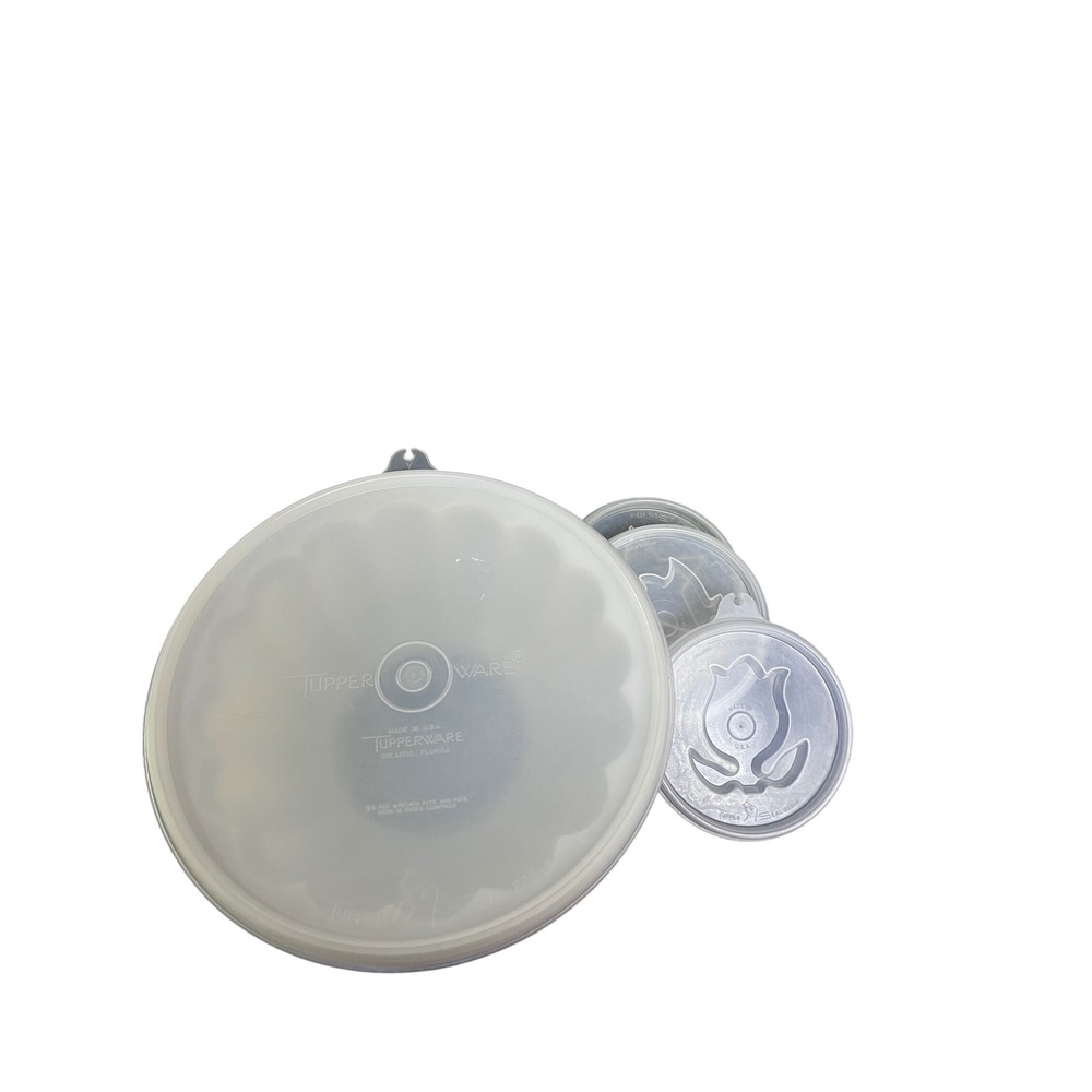 Vintage Tupperware Jel-Ring Jello‎ Mold Set with 4 Decorative Inserts White